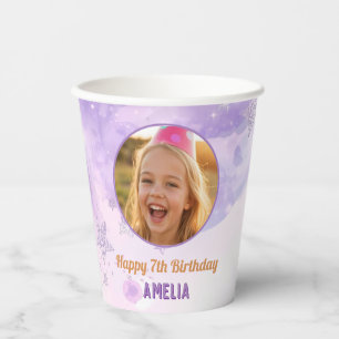 Magical Purple Photo Birthday Party  Paper Cups