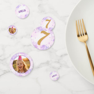 Magical Purple Photo Happy Birthday Party Confetti