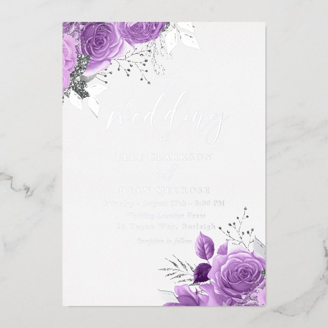 Magical Purple & Silver Foil Wedding (Front)