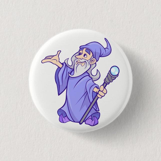 Magical purple wizard magician sorceress 3 cm round badge (Front)