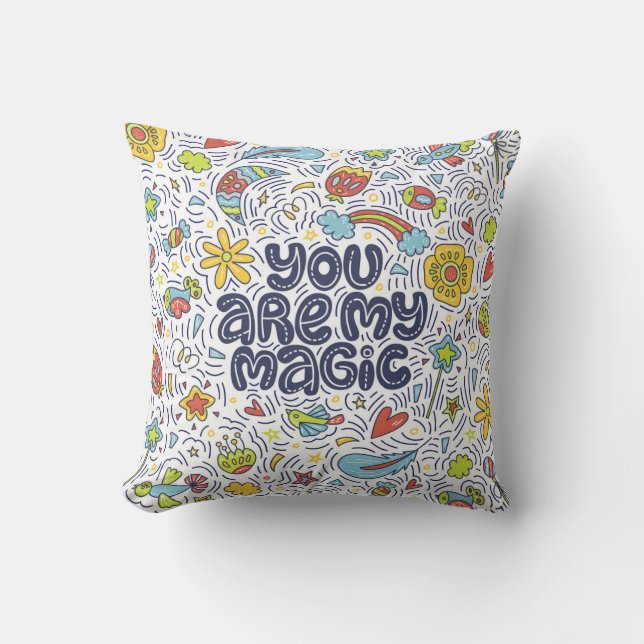 Magical Quote, Decorative Light Lettering. Cushion (Front)