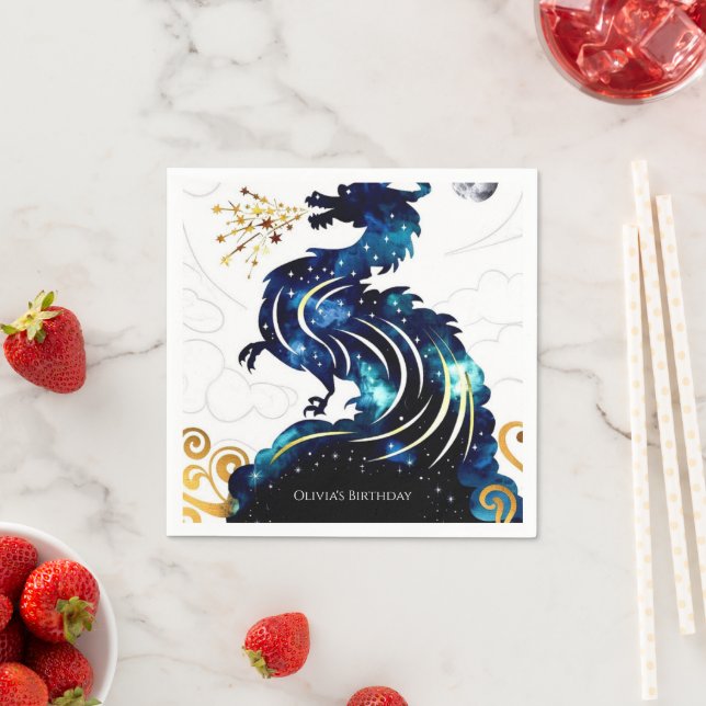 Magical Radiant Dragon Birthday Napkin (Insitu)