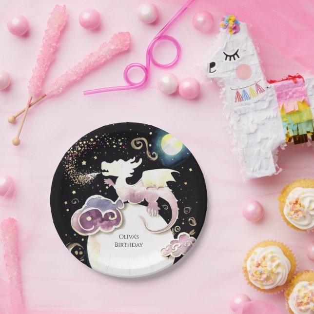 Magical Radiant Dragon Birthday Paper Plate (Party)