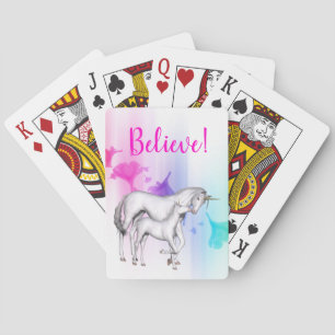 Magical Rainbow and Unicorn Mother and Baby Playing Cards