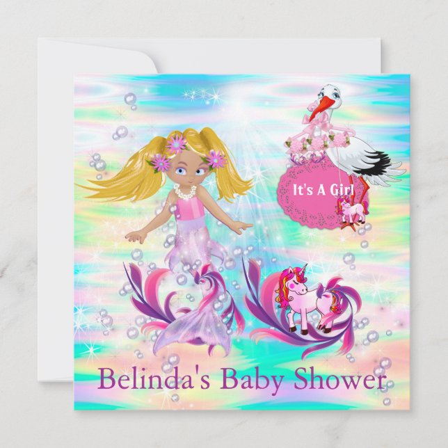 Magical Rainbow Baby Mermaids Card (Front)