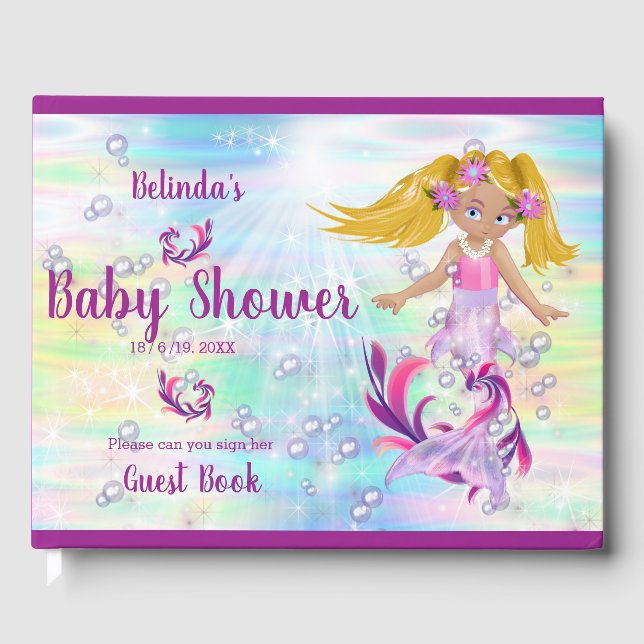 Magical Rainbow Baby Mermaids Guest Book (Front)