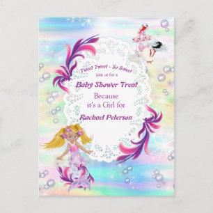 Magical Rainbow Baby Mermaids Party Shower Postcard