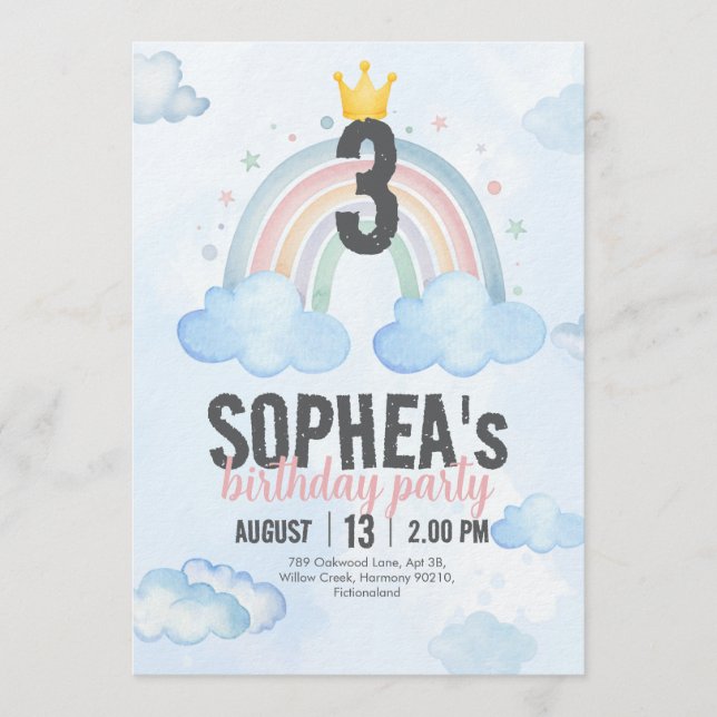 Magical Rainbow Birthday Invitation (Front)