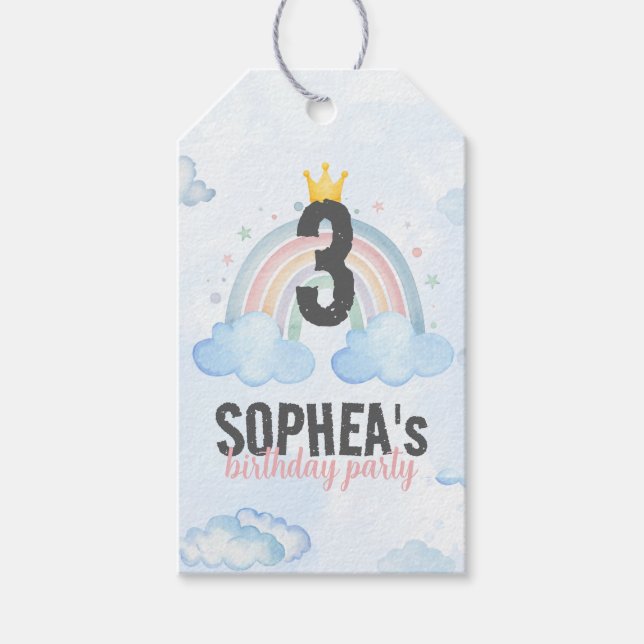 Magical Rainbow Birthday Invitation Gift Tags (Front)