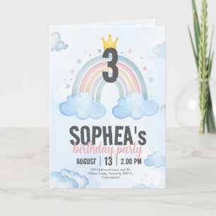 Magical Rainbow Birthday Invitation Greeting Card