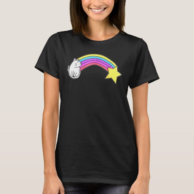 Magical Rainbow Caticorn Cat T-Shirt (Front)