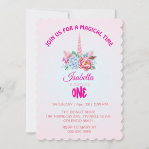 Magical rainbow gradient 1st birthday party invitation