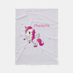Magical rainbow horn unicorn custom name fleece blanket