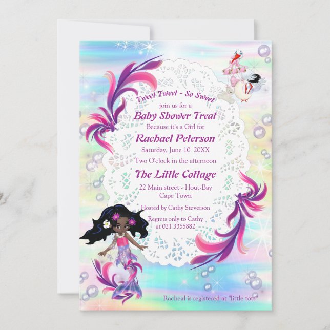 Magical Rainbow Mermaid Bubbles Invitation (Front)