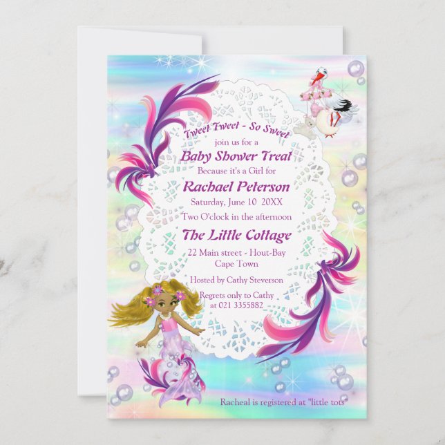 Magical Rainbow Mermaid Bubbles Invitation (Front)