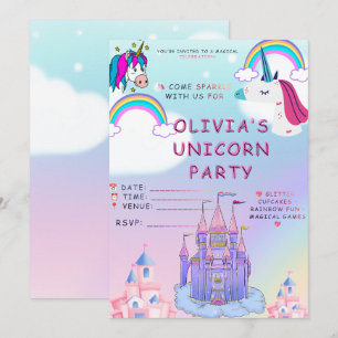 Magical Rainbow Party Design for Kids Celebration  Invitation