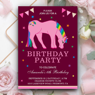 Magical Rainbow Pony Birthday Party Invitation