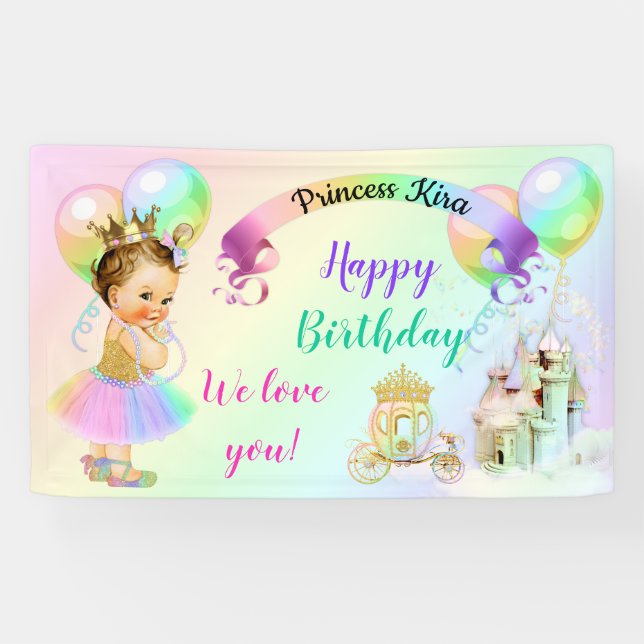 Magical Rainbow Princess Castle Carriage Banner (Horizontal)