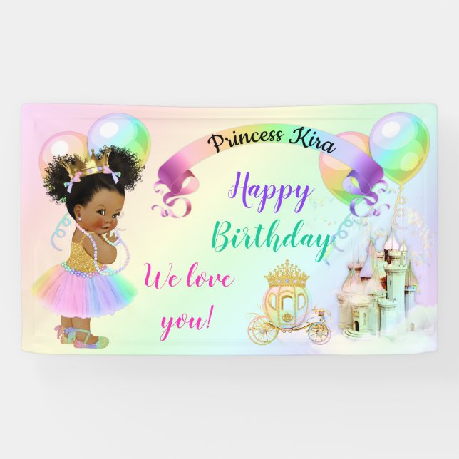 Magical Rainbow Princess Castle Carriage Banner (Horizontal)