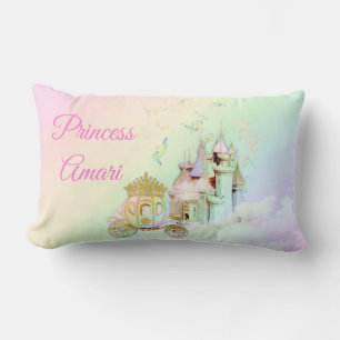 Magical Rainbow Princess Castle Carriage Lumbar Cushion