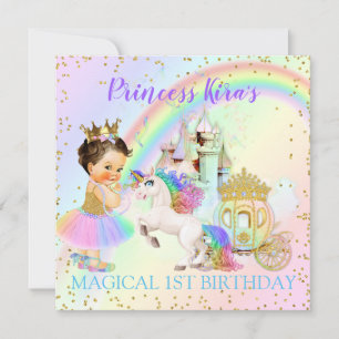 Magical Rainbow Princess Castle Carriage Unicorn Invitation
