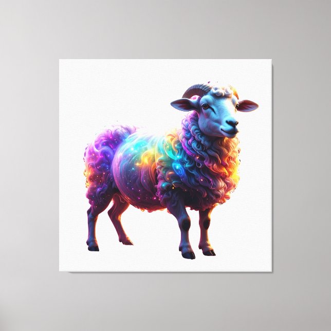 "Magical Rainbow Sheep Art  Canvas Print (Front)