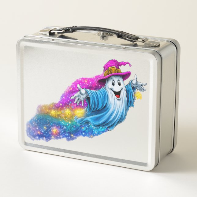 Magical Rainbow Stardust Ghost  Metal Lunch Box (Back)