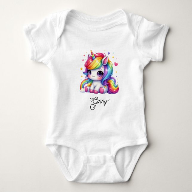 Magical Rainbow Unicorn Baby Bodysuit (Front)