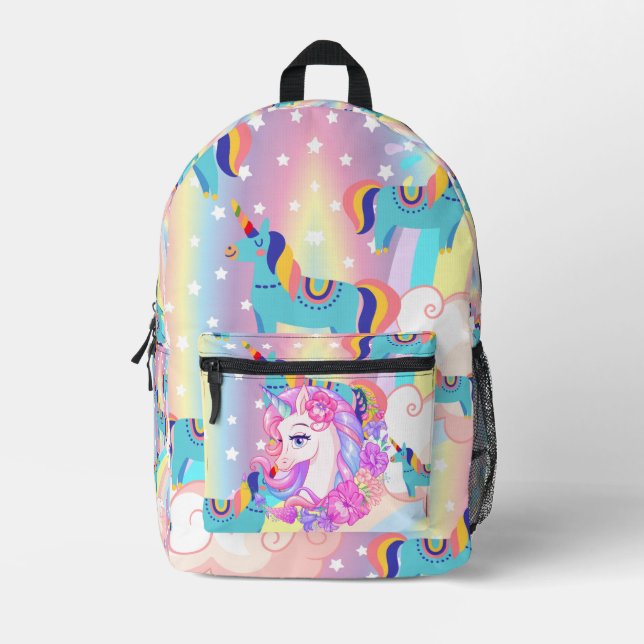 Magical Rainbow Unicorn Backpack – Cute Pastel Fan (Front)