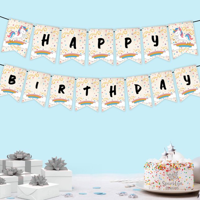 Magical Rainbow Unicorn Birthday Bunting (Creator Uploaded)