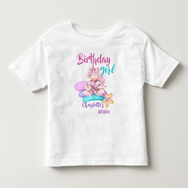 Magical rainbow unicorn birthday custom shirt (Front)
