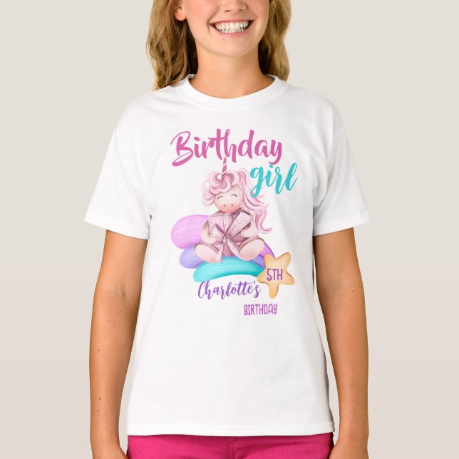Magical rainbow unicorn birthday custom shirt (Front)