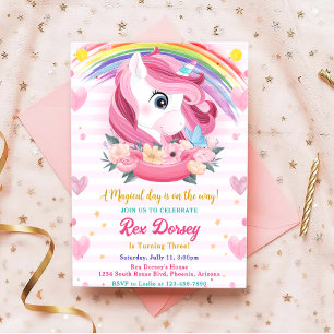 Magical Rainbow Unicorn Birthday Invitation