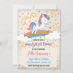 Magical Rainbow Unicorn Birthday Invitation