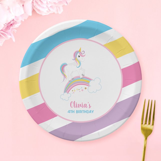 Magical Rainbow Unicorn Birthday Paper Plate (Creator Uploaded)