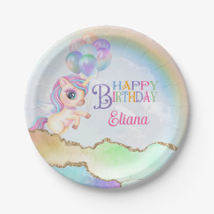 Magical Rainbow Unicorn Birthday Paper Plate