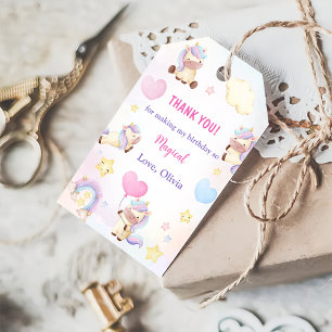 Magical Rainbow Unicorn Birthday Party Gift Tags