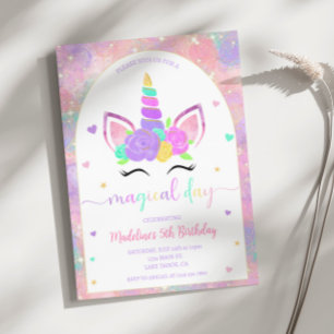Magical Rainbow Unicorn Birthday Party Invitation