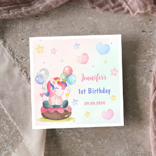 Magical Rainbow Unicorn Birthday Party Napkin