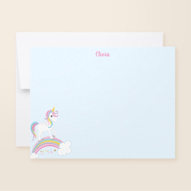 Magical Rainbow Unicorn Blue Personalised Card (Creator Uploaded)