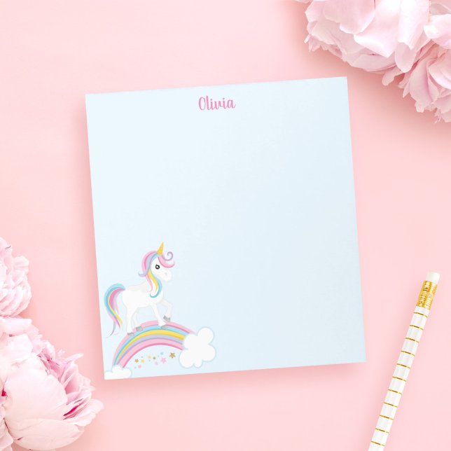 Magical Rainbow Unicorn Blue Personalised Notepad (Creator Uploaded)