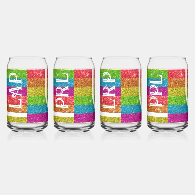 Magical Rainbow Unicorn Glitter Whimsical Birthday Can Glass (Right)