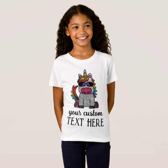 Magical Rainbow Unicorn Glitter Whimsical Birthday T-Shirt (Front Full)