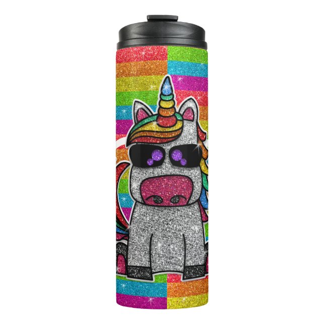 Magical Rainbow Unicorn Glitter Whimsical Birthday Thermal Tumbler (Front)