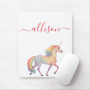Magical Rainbow Unicorn name Personalised  Mouse Pad