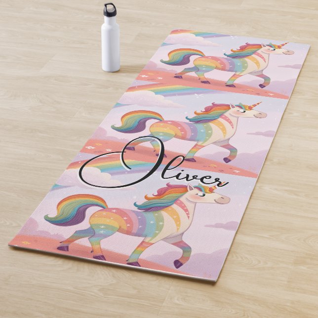 Magical Rainbow Unicorn name Personalized  Yoga Mat (In Situ)