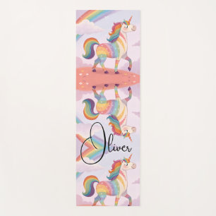 Magical Rainbow Unicorn name Personalized Yoga Mat