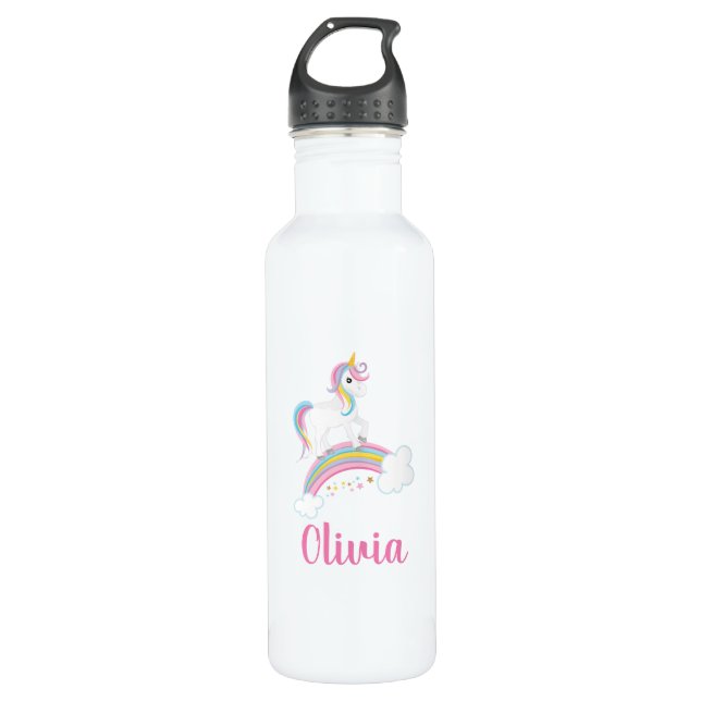 Magical Rainbow Unicorn Personalised 710 Ml Water Bottle (Front)