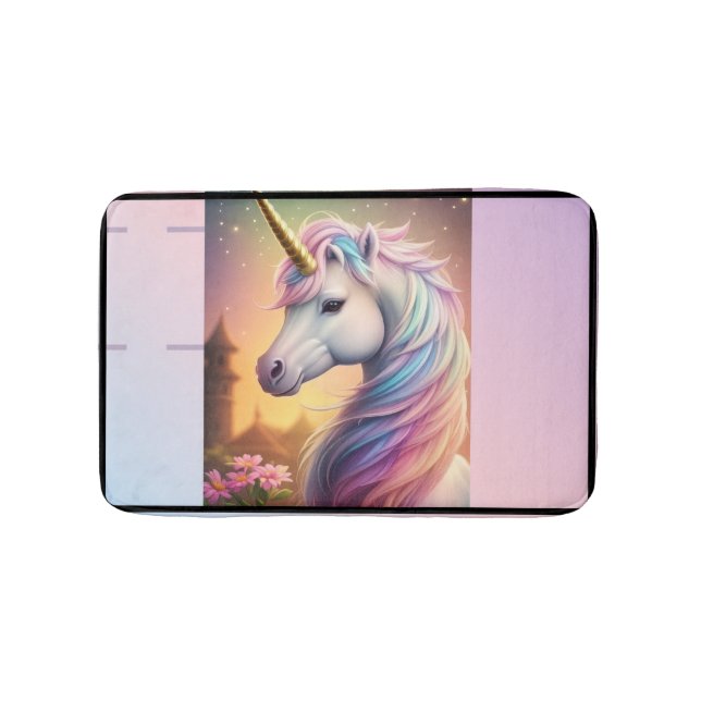 Magical Rainbow Unicorn  Personalised  Bath Mat (Front)