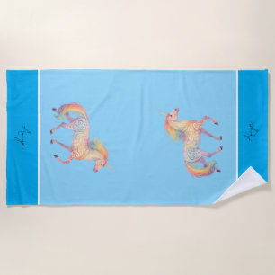 Magical Rainbow Unicorn  Personalised  Beach Towel